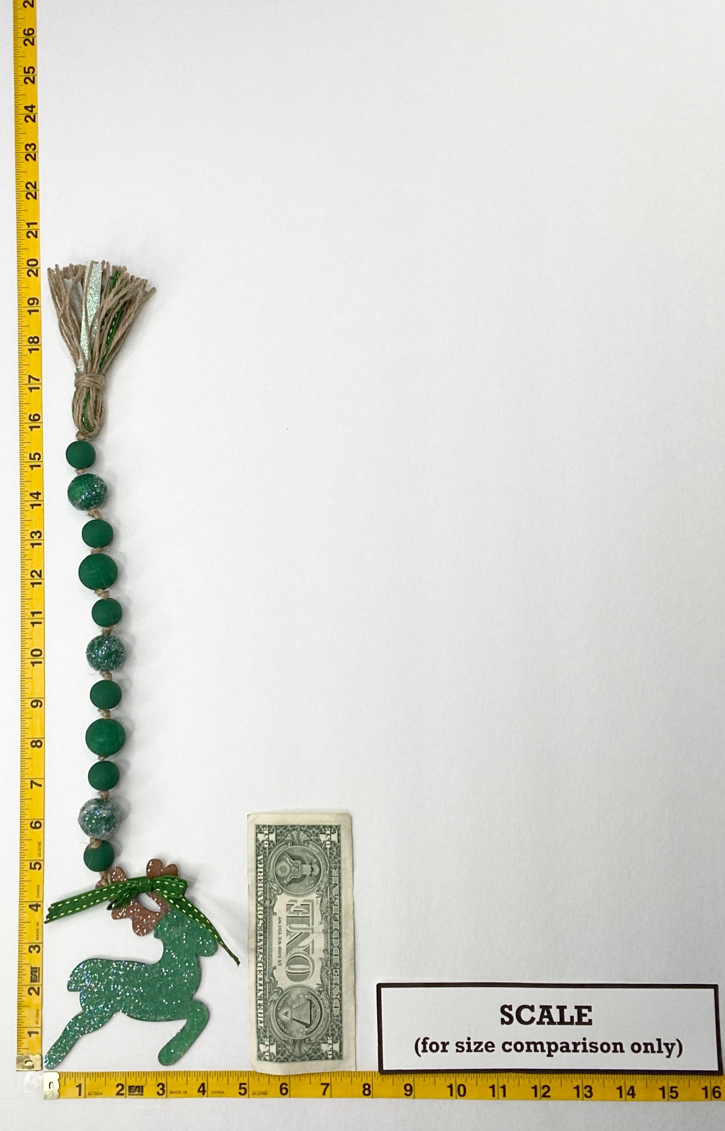 Reindeer Wood Bead Garland Green