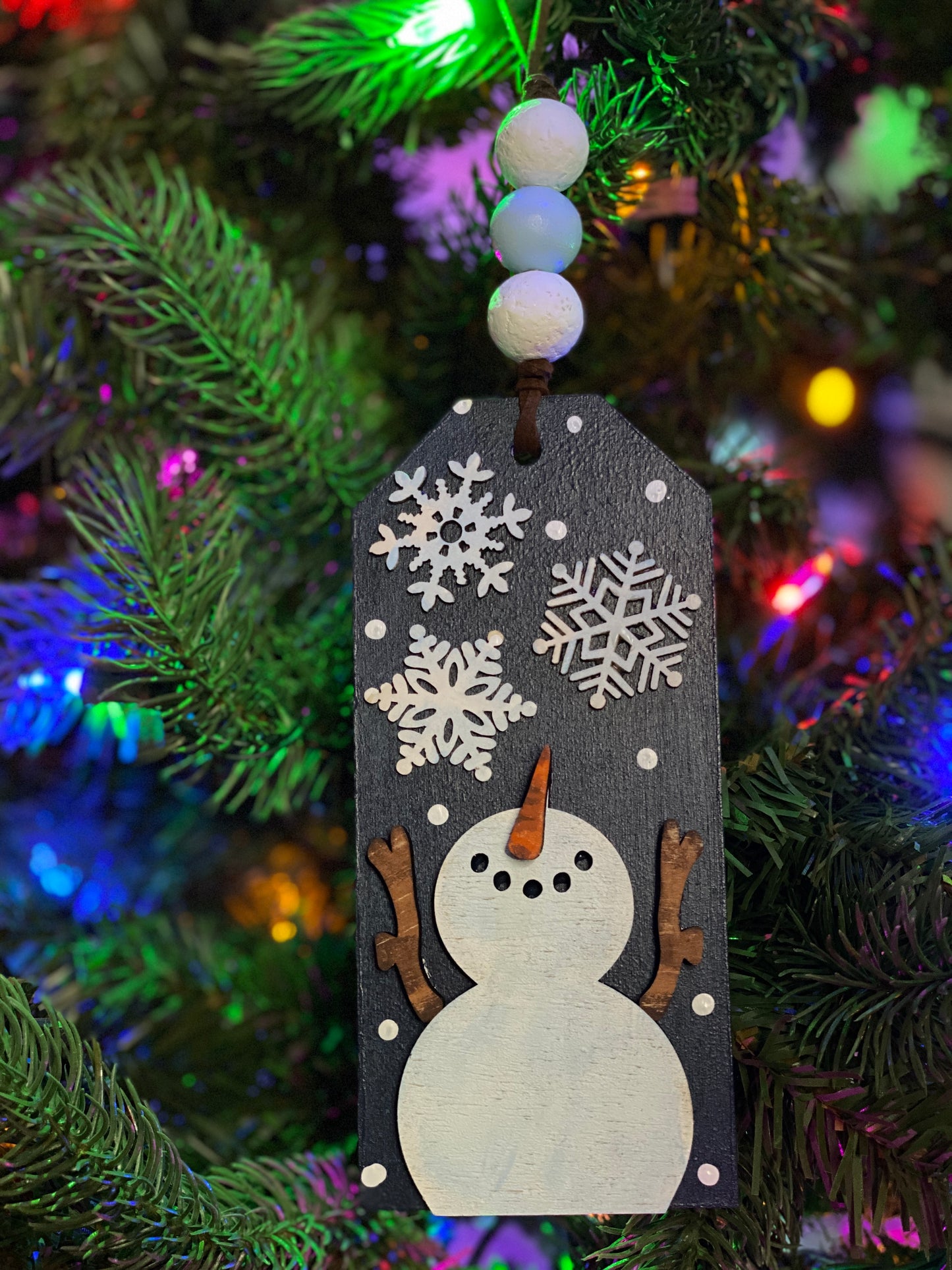 Snowman and Snowflakes Ornament