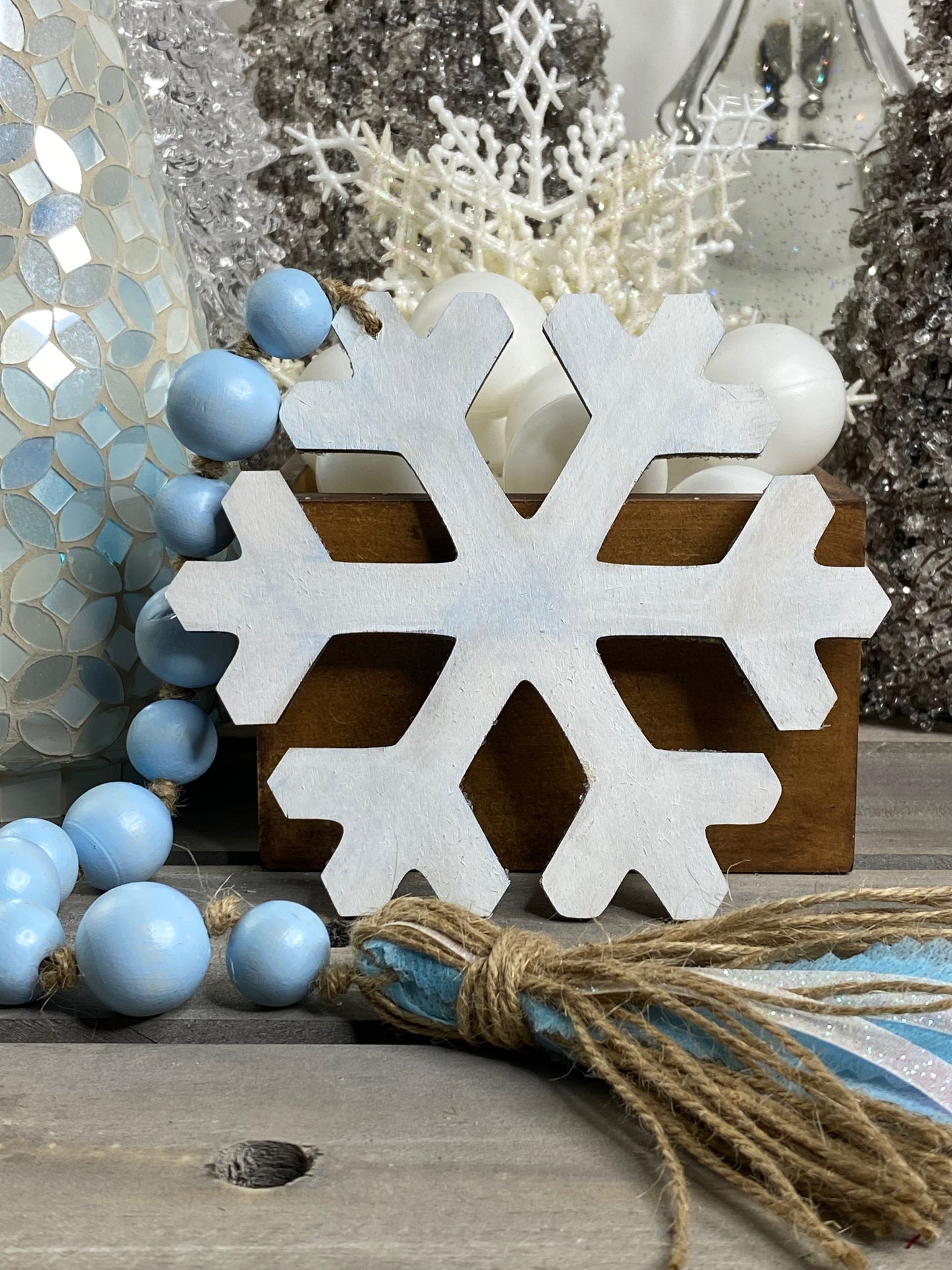 Snowflake Wood Bead Garland