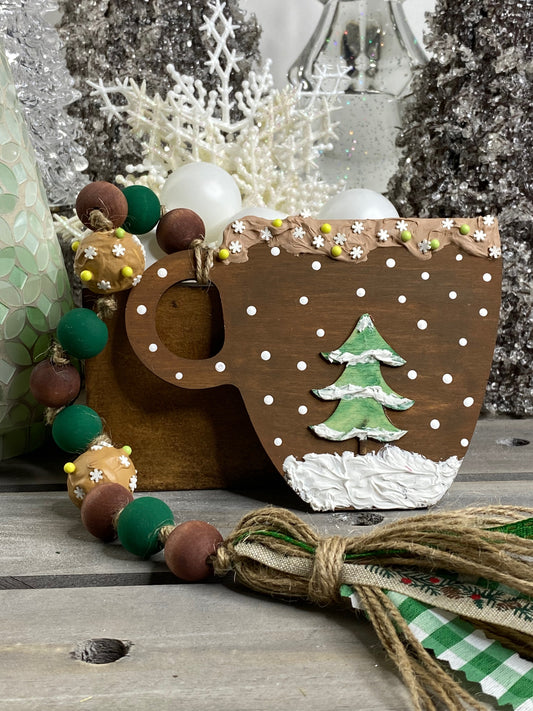 Tree Mug Wood Bead Garland