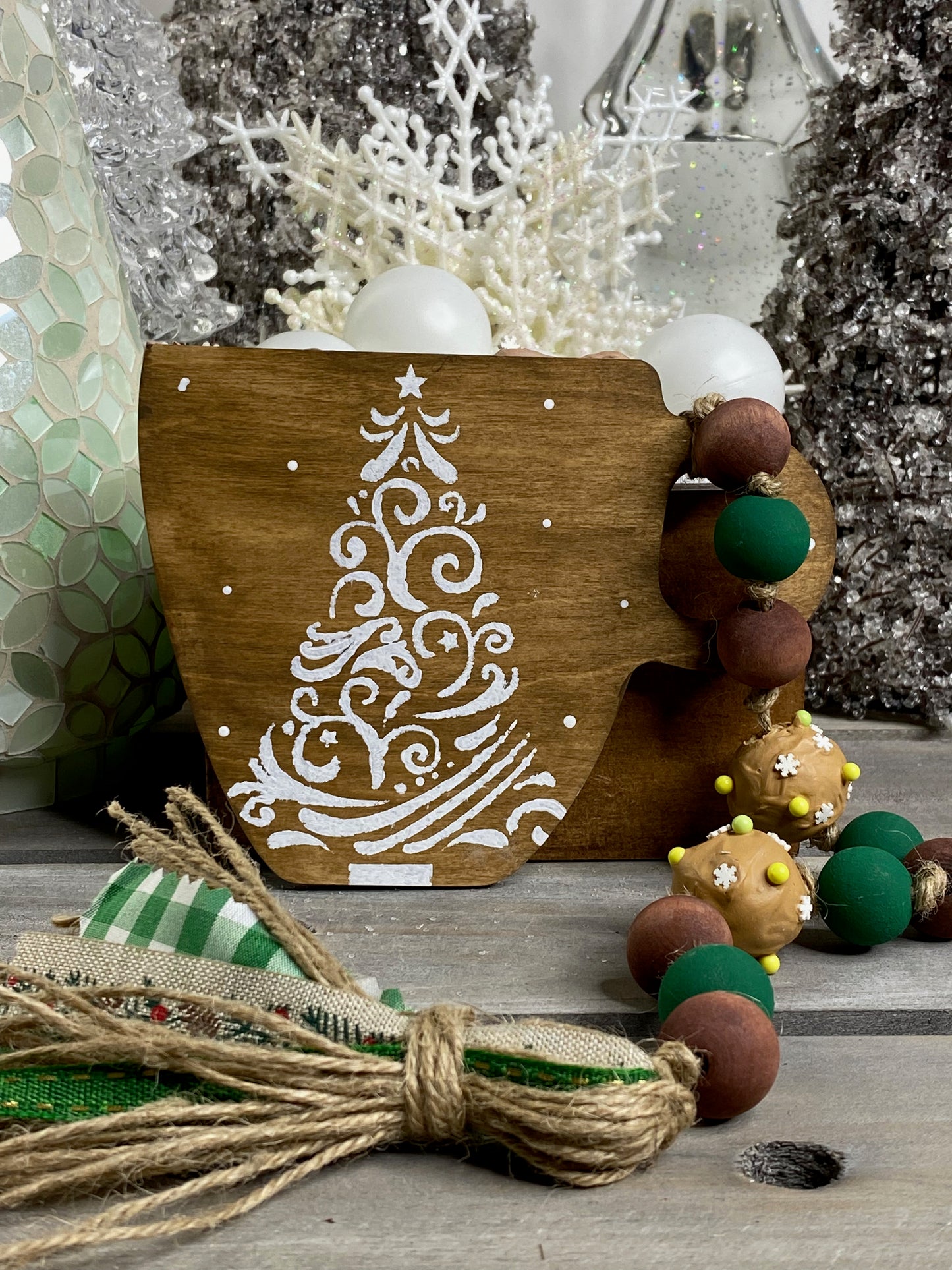 Tree Mug Wood Bead Garland