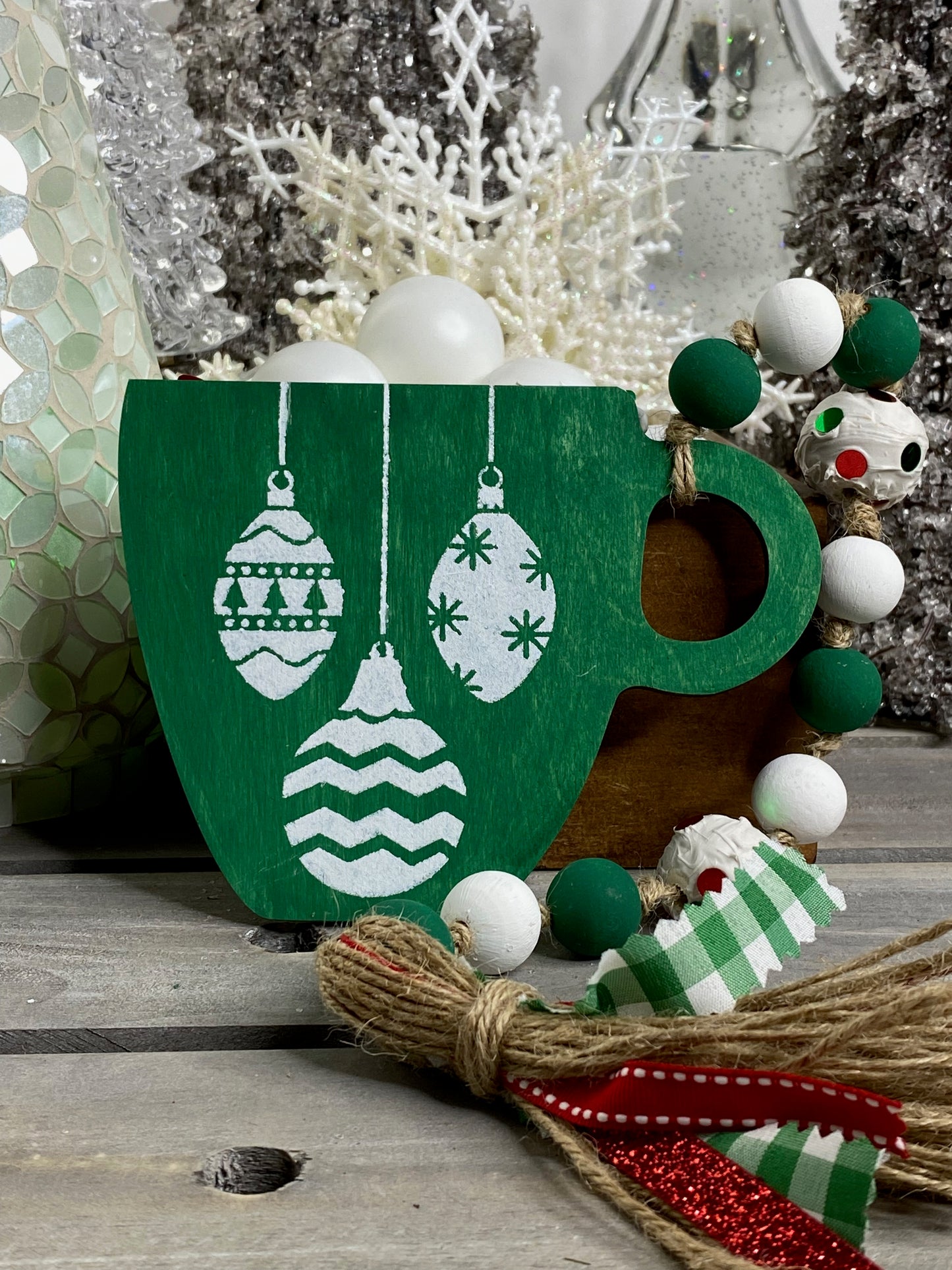 Joy Mug Wood Bead Garland