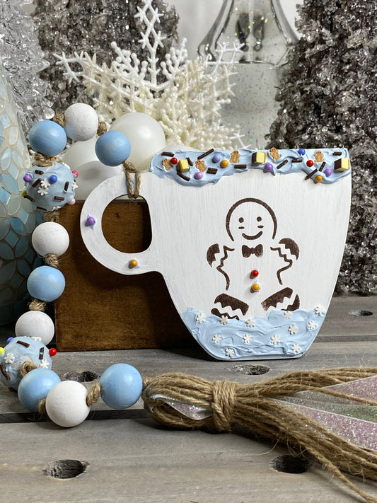 Gingerbread Mug Wood Bead Garland