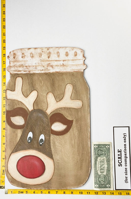 Reindeer Mason Jar Wood Sign