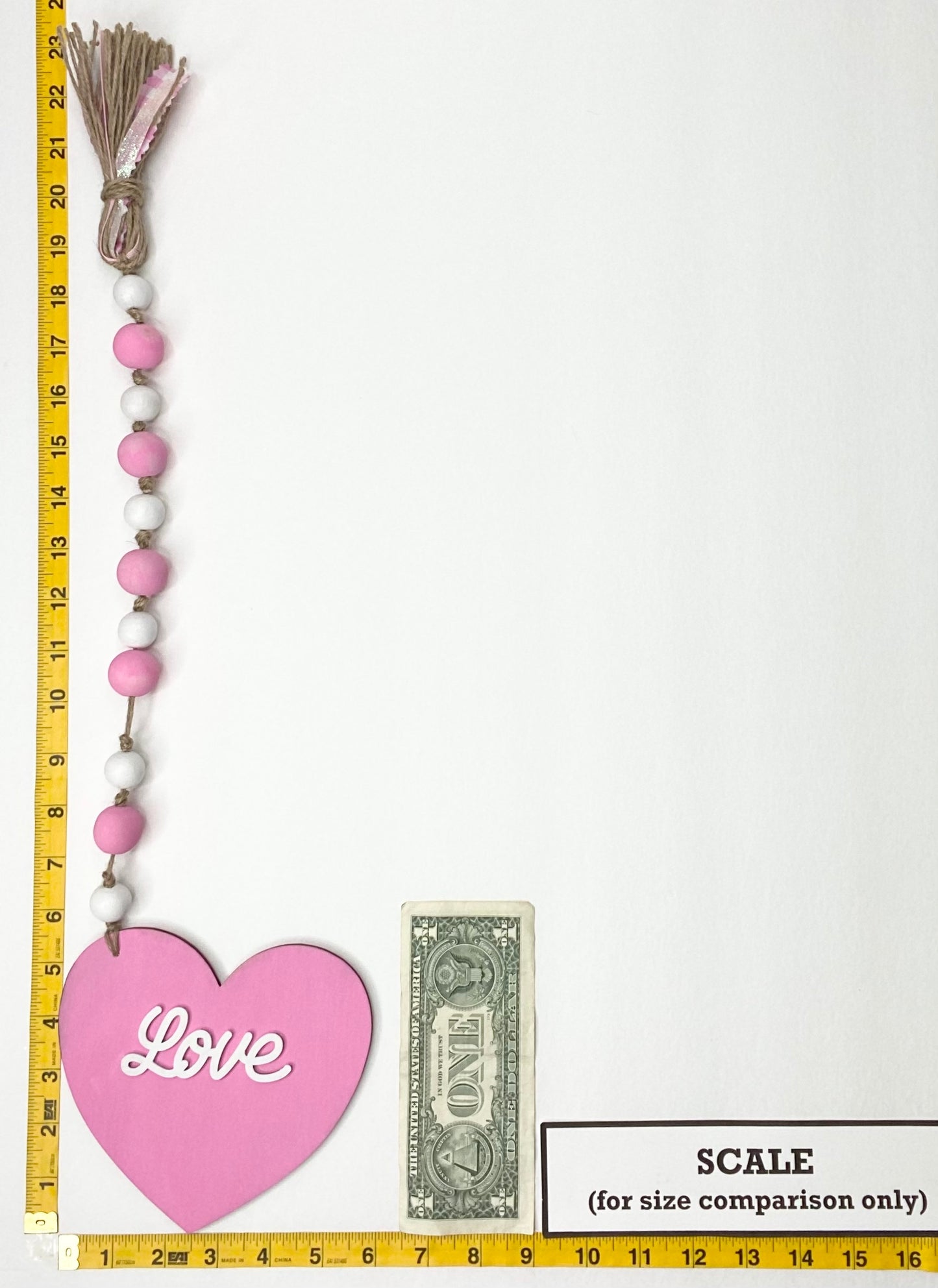 Love Wood Bead Garland Pink Stripe