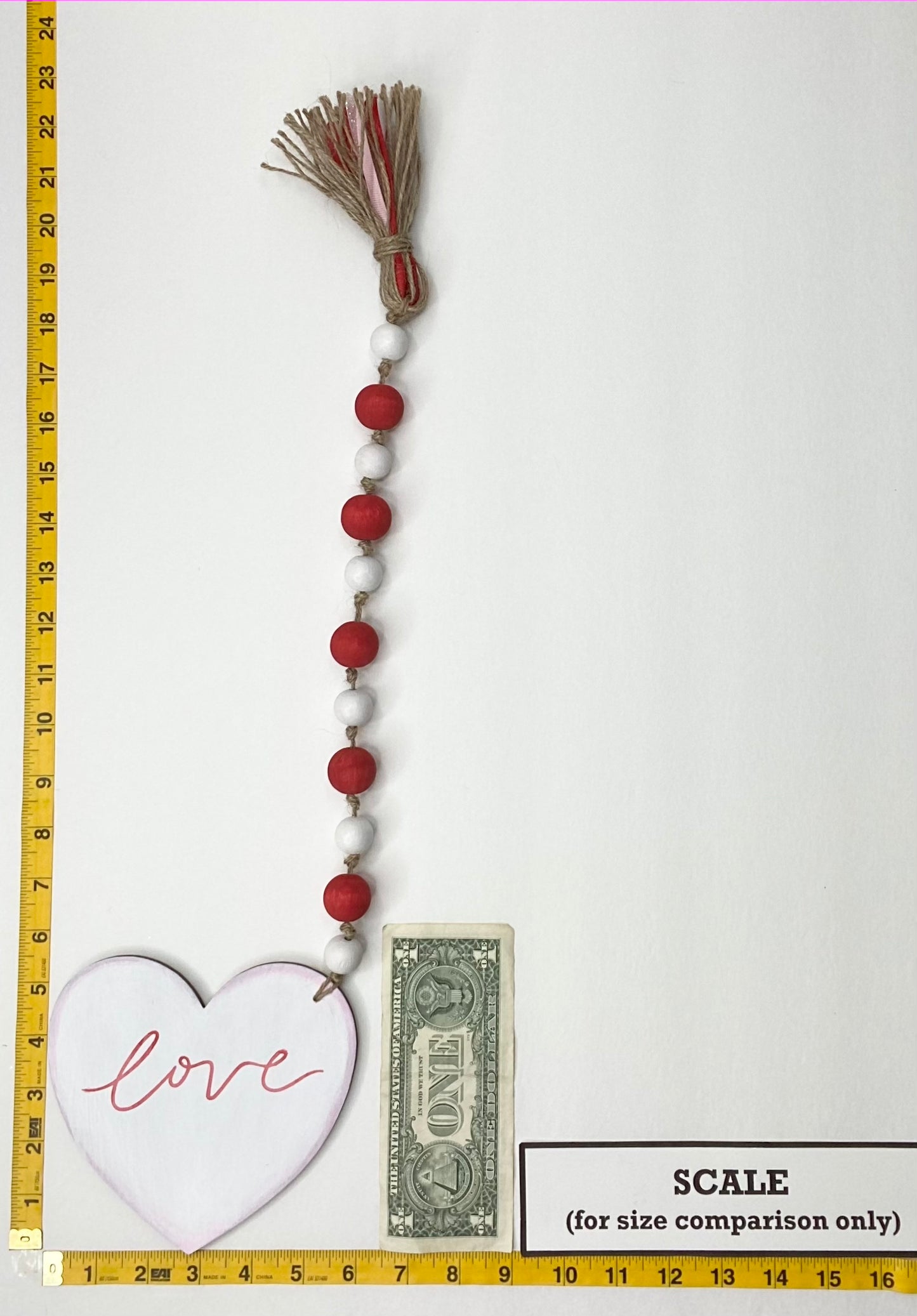 Flowers Wood Bead Garland Red Love