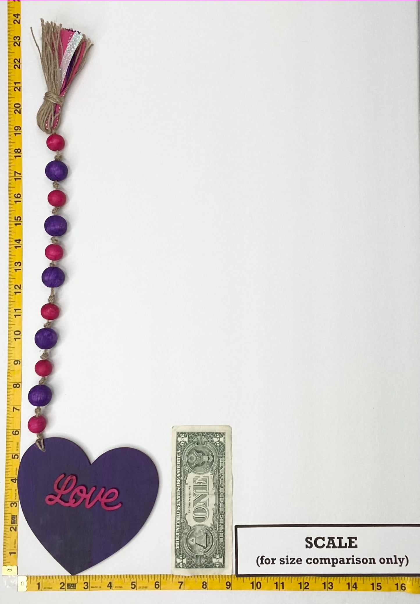 Love Wood Bead Garland Deep Purple Stripe