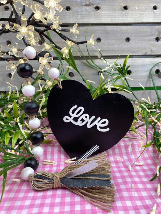 Love Wood Bead Garland Black Stripe