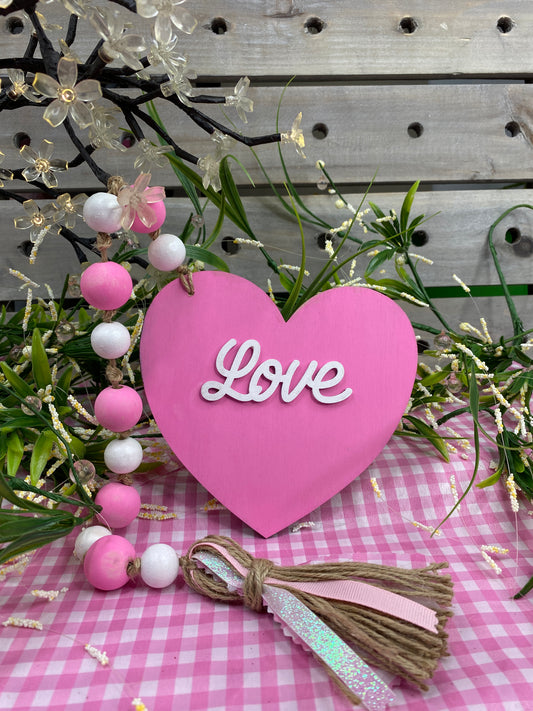 Love Wood Bead Garland Pink Stripe